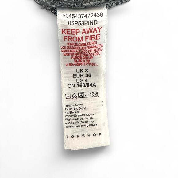 Topshop Women's 90s Style Zip Front Denim Dress Size US 4 Indigo Dark Wash Jean - Picture 6 of 7